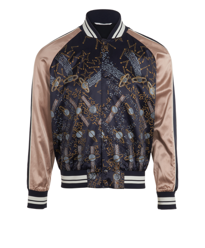 Valentino Astro Bomber Jacket, &pound;220, Clothing, Navy, Viscose, Front view