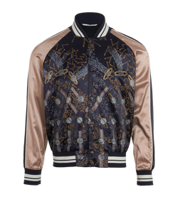 Valentino Astro Bomber Jacket, Mens, Viscose, Navy, Sz M, 3*