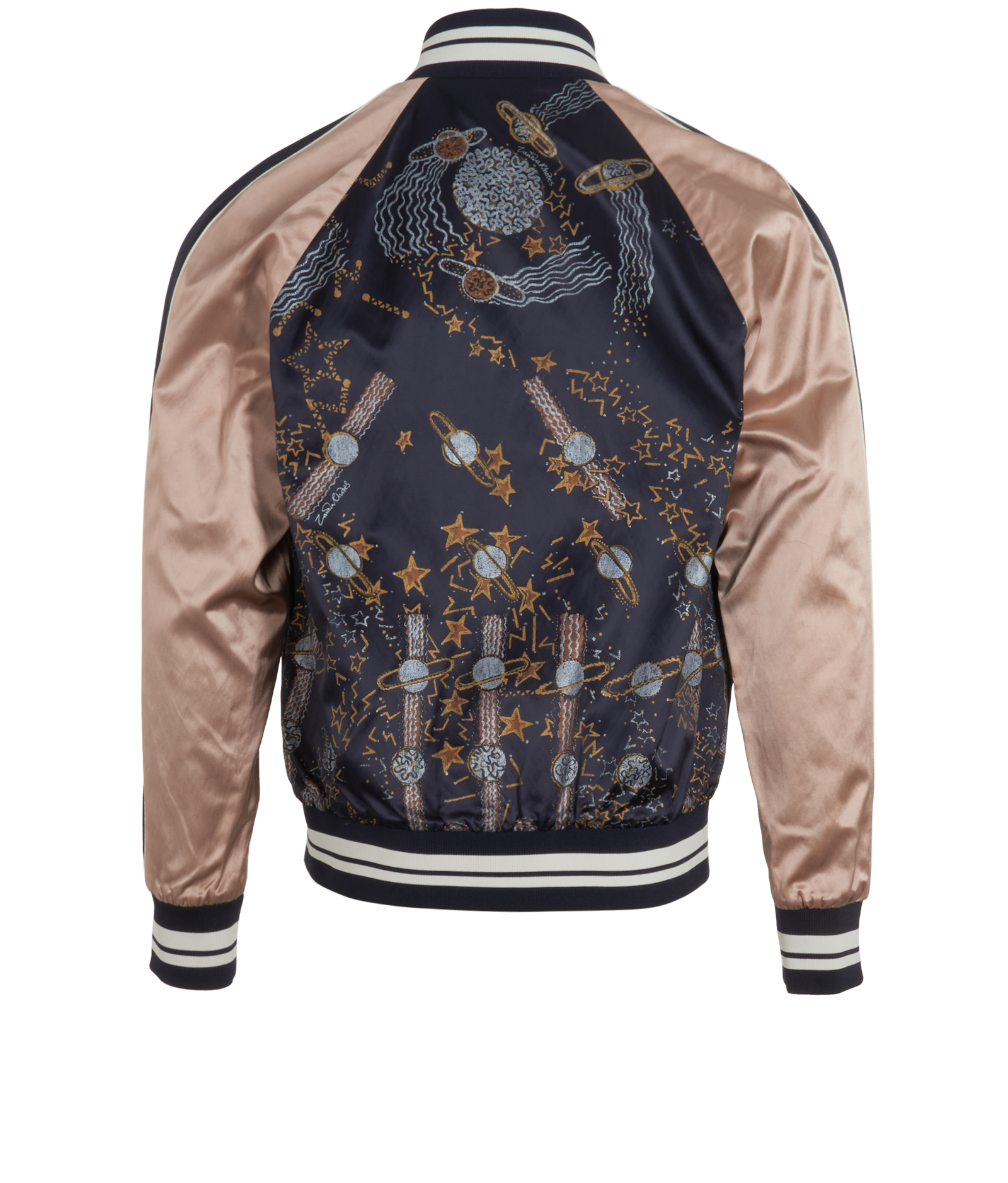 Valentino Astro Bomber Jacket, &pound;220, Clothing, Navy, Viscose, Back view