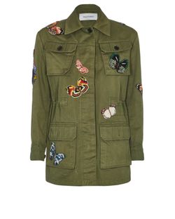 Valentino Butterfly Applique Jacket, Cotton, Green/Multi, UK6, 2*