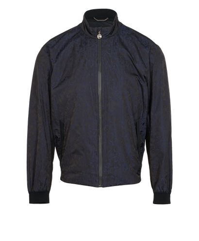 Versace Barocco Windbreaker, &pound;395, Clothing, Black/Navy, Polyester Mix, Front view