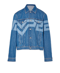 Versace Greca Print Denim Jacket, Mens, Cotton, Blue, Sz L, (NFC), 3*