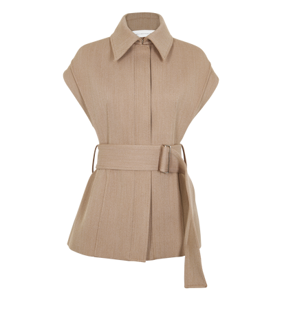 Victoria Beckham Belted Gilet, &pound;350, Clothing, Brown, Wool, Front view