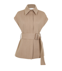 Victoria Beckham Belted Gilet, Wool, Brown, UK8, 3*