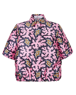 Victoria Beckham Short Sleeve Print Jacket, Polyester, Pink/Multi, UK 8