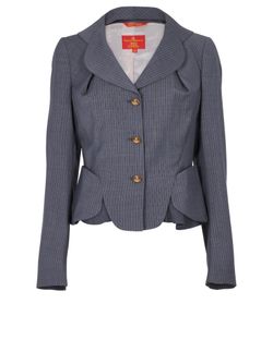 Vivienne Westwood Pinstripe Jacket, Wool, Blue/Grey, Uk14, 3*