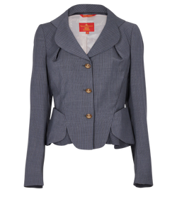 Vivienne Westwood Pinstripe Jacket, Wool, Blue/Grey, Uk14, 3*
