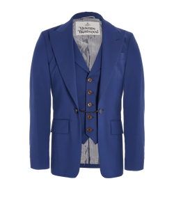 Vivienne Westwood Waistcoat Insert Blazer, Mens, Wool, Blue, Sz XS, 3*