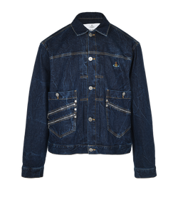 Vivienne Westwood Marlene Denim Jacket, Men, Cotton, Blue, Sz XL, 3*