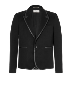 Saint Laurent Leather Trim Blazer,Men, Wool, Black, Sz XL, 3*