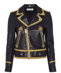 Saint Laurent Gold Trimmed Biker Jacket, Leather, Black/Gold, UK10, 3*