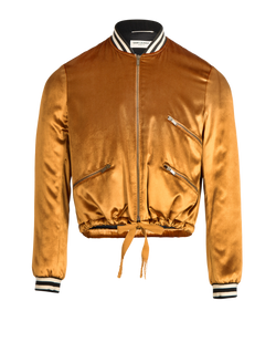 Saint Laurent Velour Bomber Jacket, Mens, Polyester, Orange, Sz S, 3*