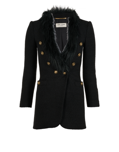Saint Laurent  Faux Fur Collar Blazer, &pound;375, Clothing, Black, Wool, Front view