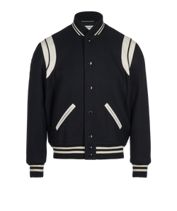 Saint Laurent Varsity Jacket, Mens, Wool, Black, Sz L, 2*