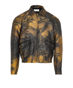 Saint Laurent Palm Tree Jacket, Men's, Polyester, Gold/Blue, Sz M, 3*