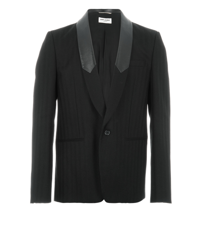 Saint Laurent Striped Leather Collar Blazer, front view