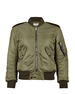 Saint Laurent Bomber Jacket, Khaki Green, 100% Nylon, UK Size 10, 3*