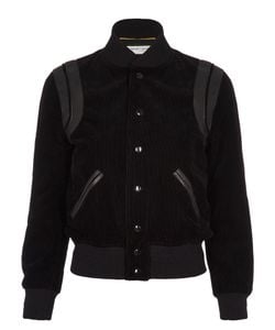 Saint Laurent Courdroy Varsity Jacket, Cotton, Black/White, UK 8, 2*