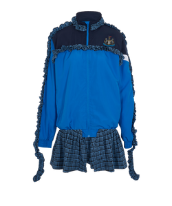 Somebody Else's Guy x Designer Exchange Ruffle Sports Jacket, Nylon, Blue