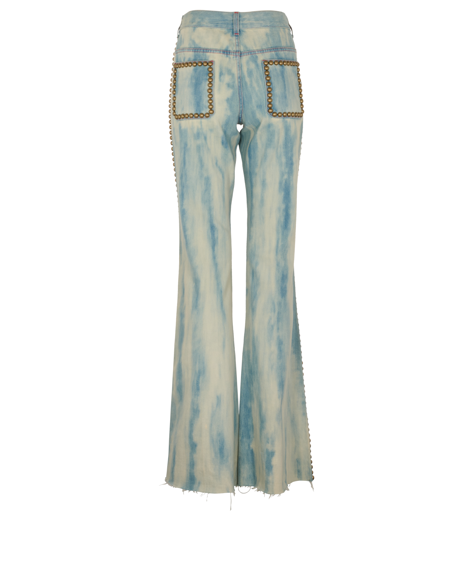 Gucci Embroidered Mid Rise Flared Jeans, &pound;180, Clothing, Blue, Cotton, Back view