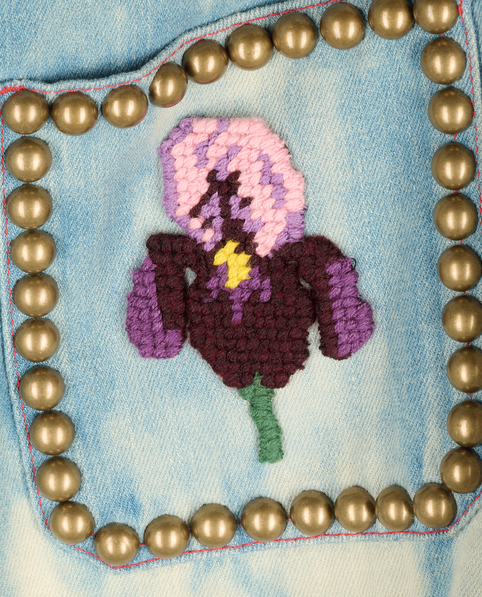 Gucci Embroidered Mid Rise Flared Jeans, &pound;180, Clothing, Blue, Cotton, Other view