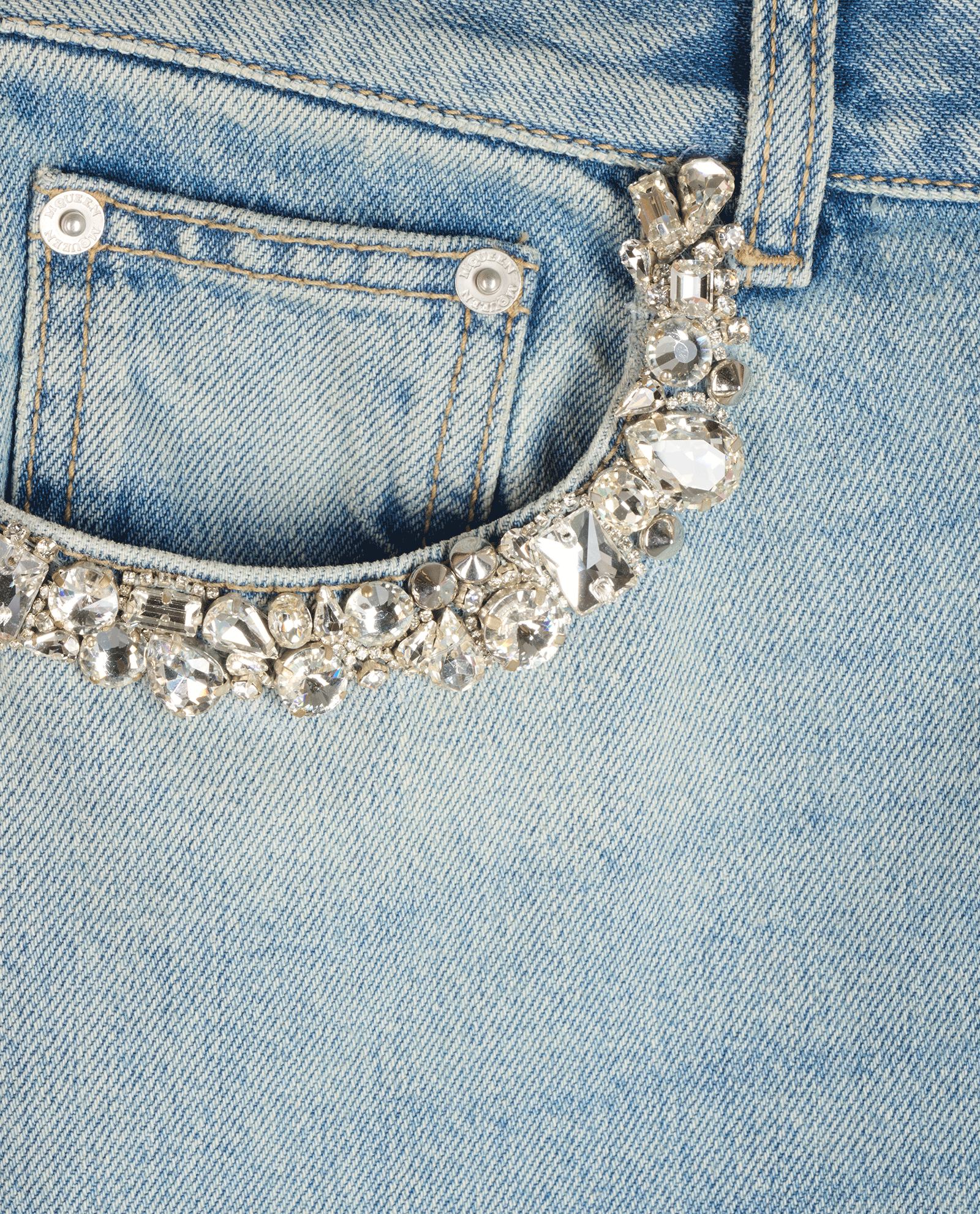 Alexander McQueen Embroidery Straight Leg Jeans, &pound;350, Clothing, Blue, Cotton, Other view