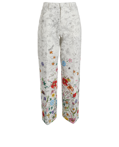 Gucci Floral Print Jeans, &pound;295, Clothing, White, Cotton, Front view