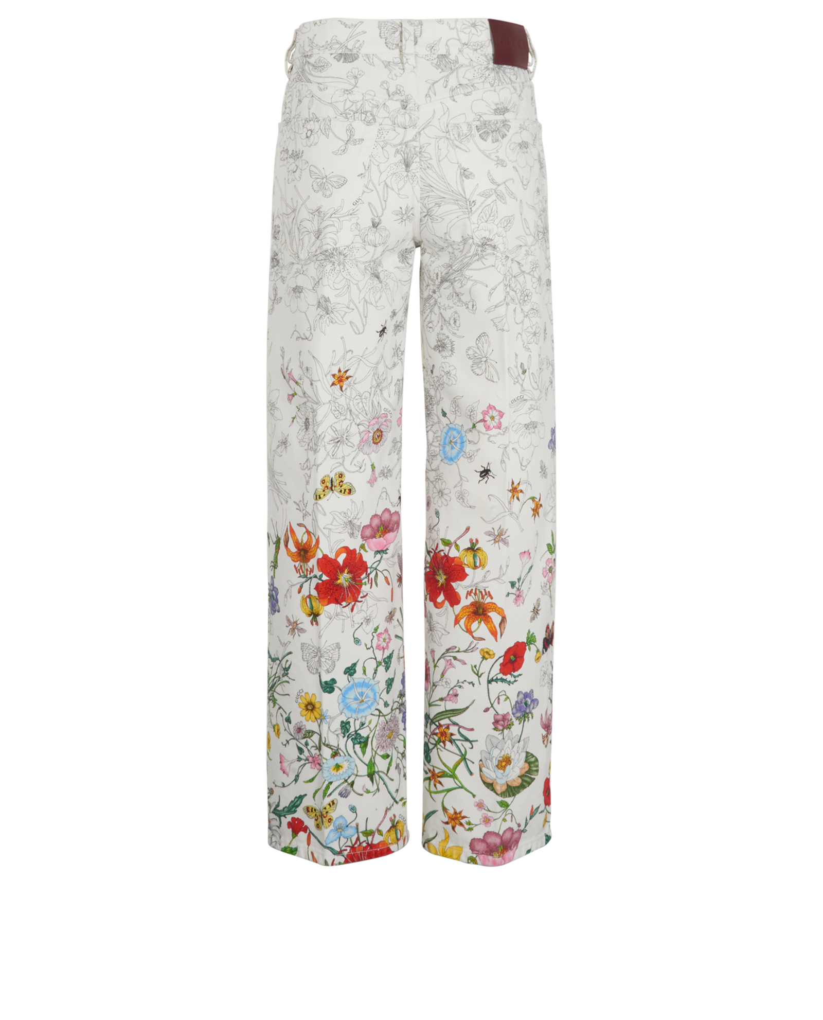 Gucci Floral Print Jeans, &pound;295, Clothing, White, Cotton, Back view