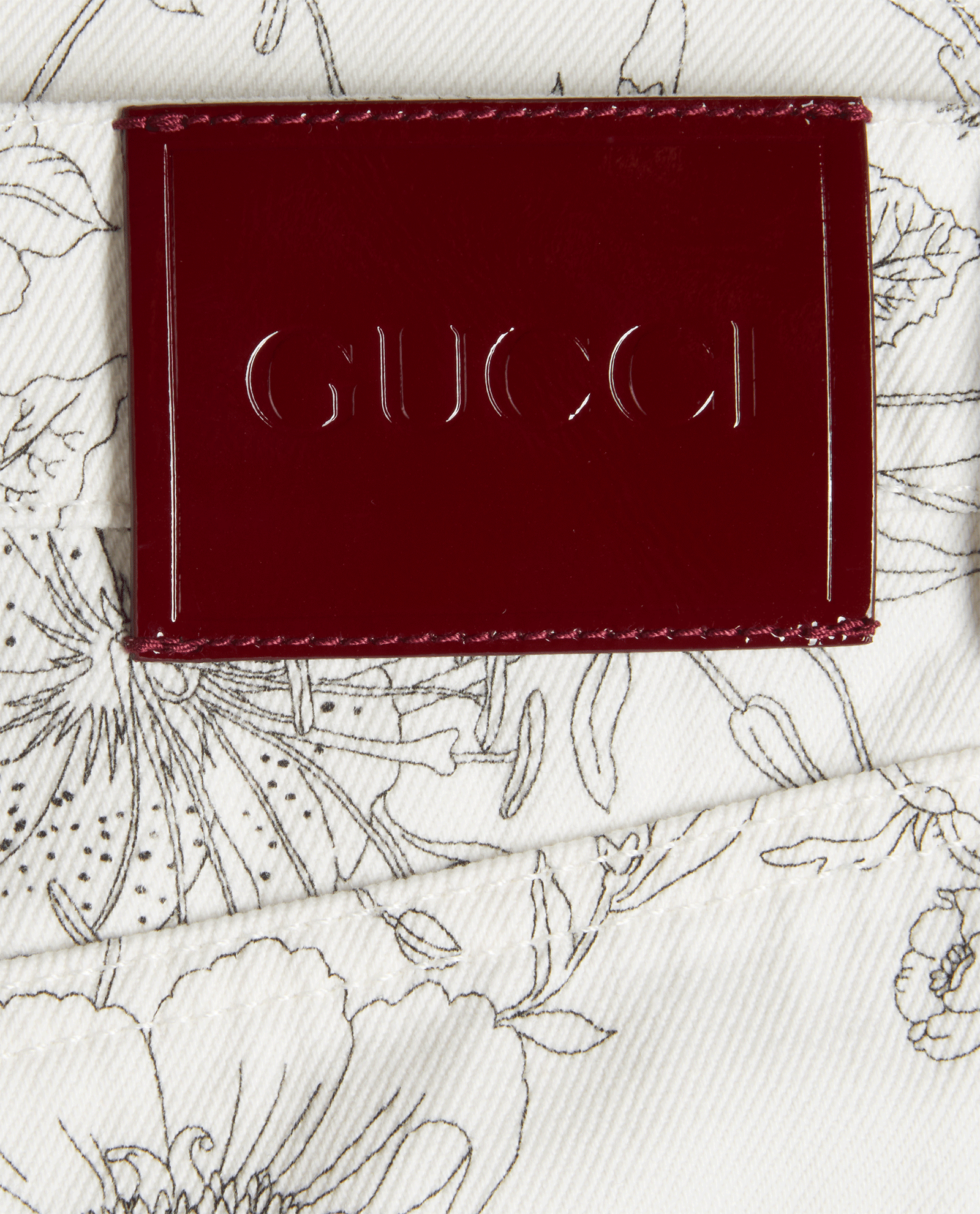 Gucci Floral Print Jeans, &pound;295, Clothing, White, Cotton, Other view