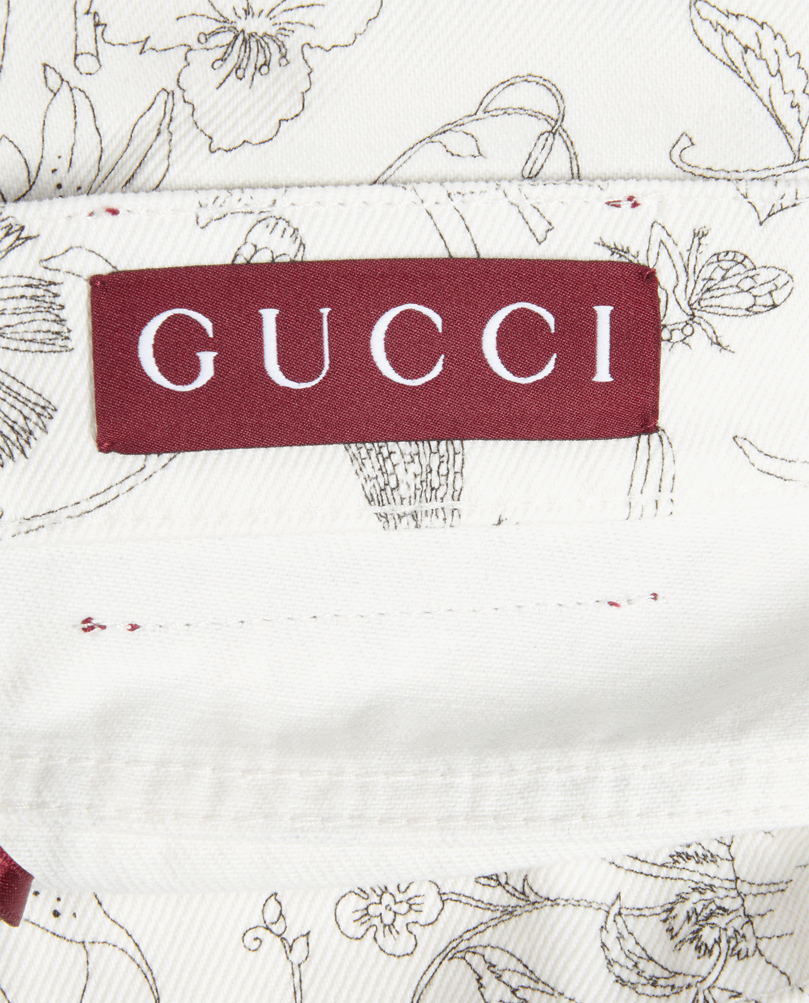 Gucci Floral Print Jeans, &pound;295, Clothing, White, Cotton, Other view