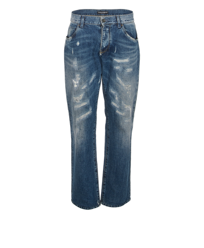 Dolce & Gabbana Embroidery Straight Leg Jeans, &pound;110, Clothing, Blue, Denim, Front view