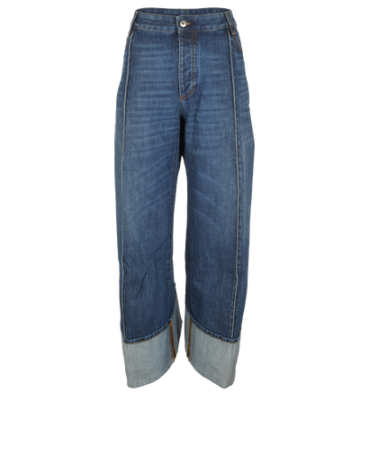 Bottega Veneta Roll-Up Straight Jeans, £350, Clothing, Blue, Cotton, Front view