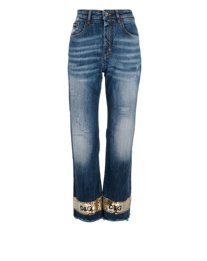 Dolce & Gabbana Distressed Jeans, £95, Clothing, Blue, Cotton, Front view
