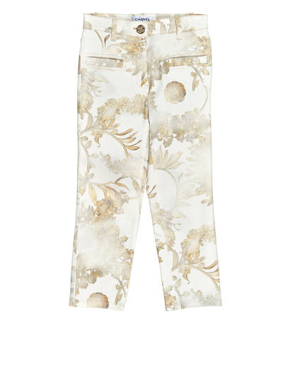 Chanel Cropped Jeans, &pound;180, Clothing, Cream/Gold, Cotton, Front view