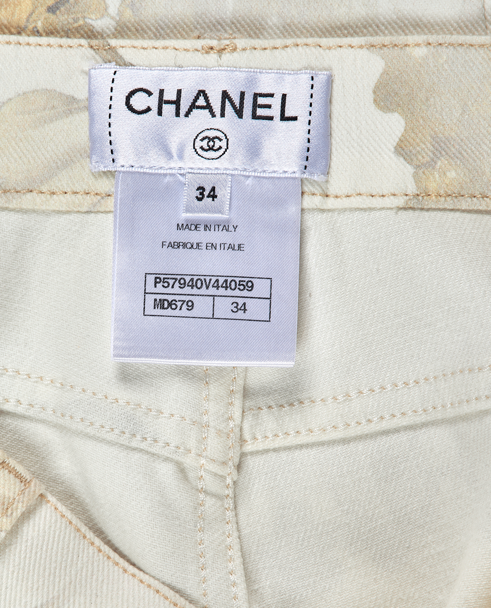 Chanel Cropped Jeans, &pound;180, Clothing, Cream/Gold, Cotton, Other view