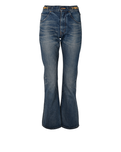 Celine Denim Flare Jeans, £450, Clothing, Blue, Cotton, Front view