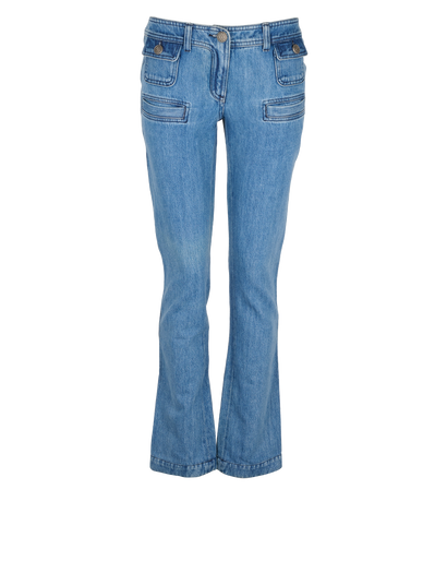 Chanel CC & Star Button Jeans, &pound;495, Clothing, Blue, Cotton, Front view