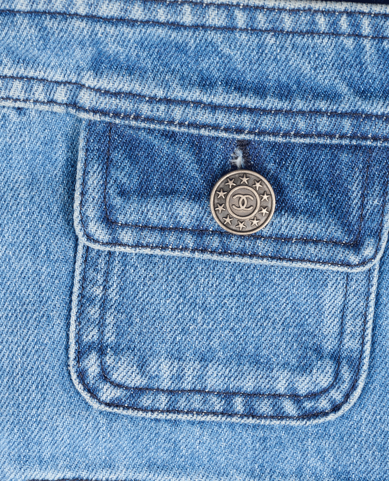 Chanel CC & Star Button Jeans, &pound;495, Clothing, Blue, Cotton, Other view