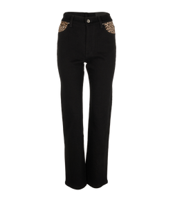 Amiri Leopard Print Straight Leg Jeans, Cotton, Black, UK4, 3*