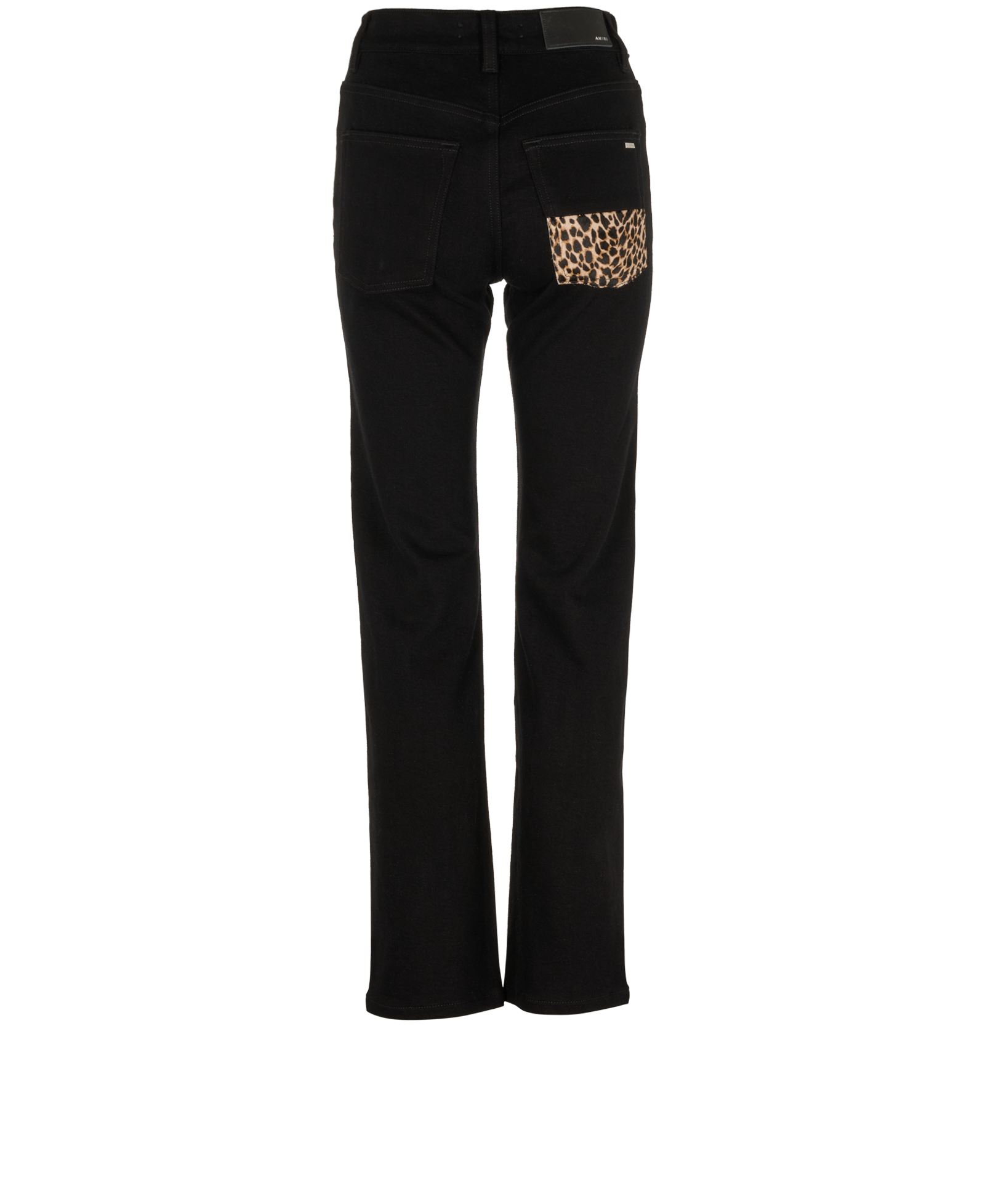 Amiri Leopard Print Straight Leg Jeans, &pound;170, Clothing, Black, Cotton, Back view