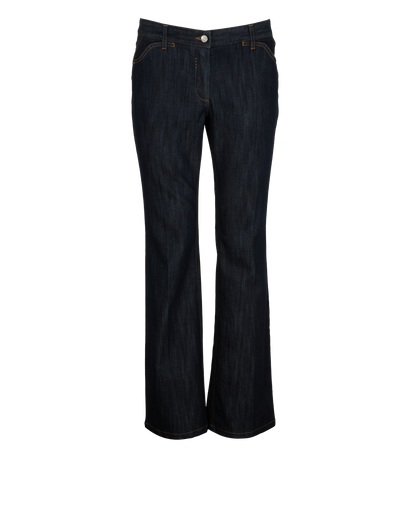Dolce & Gabbana Logo-Plaque Straight Leg Jeans, &pound;110, Clothing, Blue, Cotton, Front view