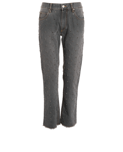 Isabel Marant Embellished Straight Jeans, &pound;350, Clothing, Black/Grey, Cotton, Front view