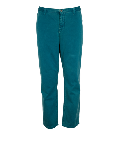 Gucci Logo Embroidered Straight Leg Chino, &pound;90, Clothing, Blue, Cotton, Front view