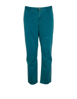 Gucci Logo Embroidered Straight Leg Chino, Mens, Cotton, Teal, Sz 2XL, 1*