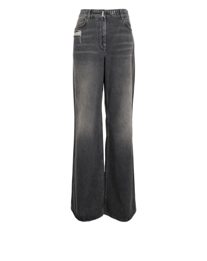 Givenchy Distressed Wide Leg Jeans, &pound;110, Clothing, Black, Cotton, Front view