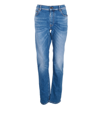 Off-White Wash-Effect Straight Leg Jeans, &pound;80, Clothing, Blue, Cotton, Front view