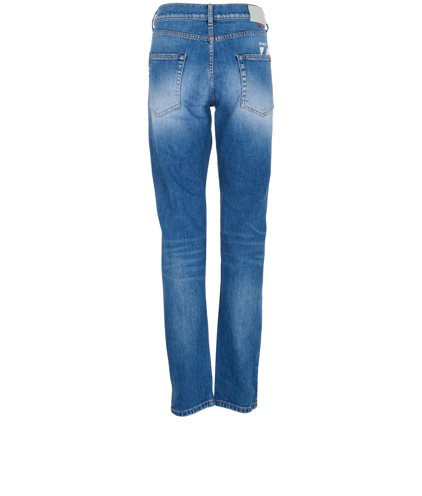 Off-White Wash-Effect Straight Leg Jeans, &pound;80, Clothing, Blue, Cotton, Back view