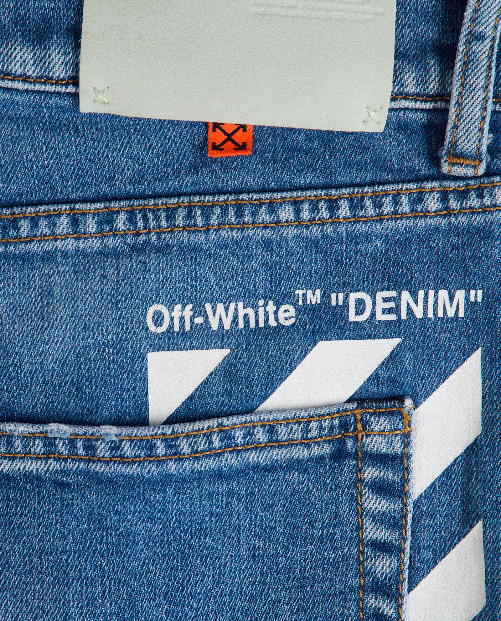 Off-White Wash-Effect Straight Leg Jeans, &pound;80, Clothing, Blue, Cotton, Other view
