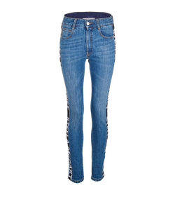 Stella McCartney Logo-Stripe Skinny Jeans, Cotton, Blue, Sz S, 2*
