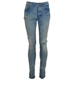 Amiri Paisley Embroidered Jeans, Mens, Cotton, Blue, Sz M, 2*